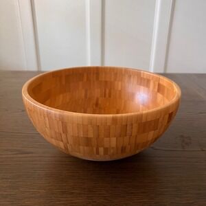 IKEA BLANDA MATT Bamboo Serving Bowl Round Natural Wood Salad Bowl 21926